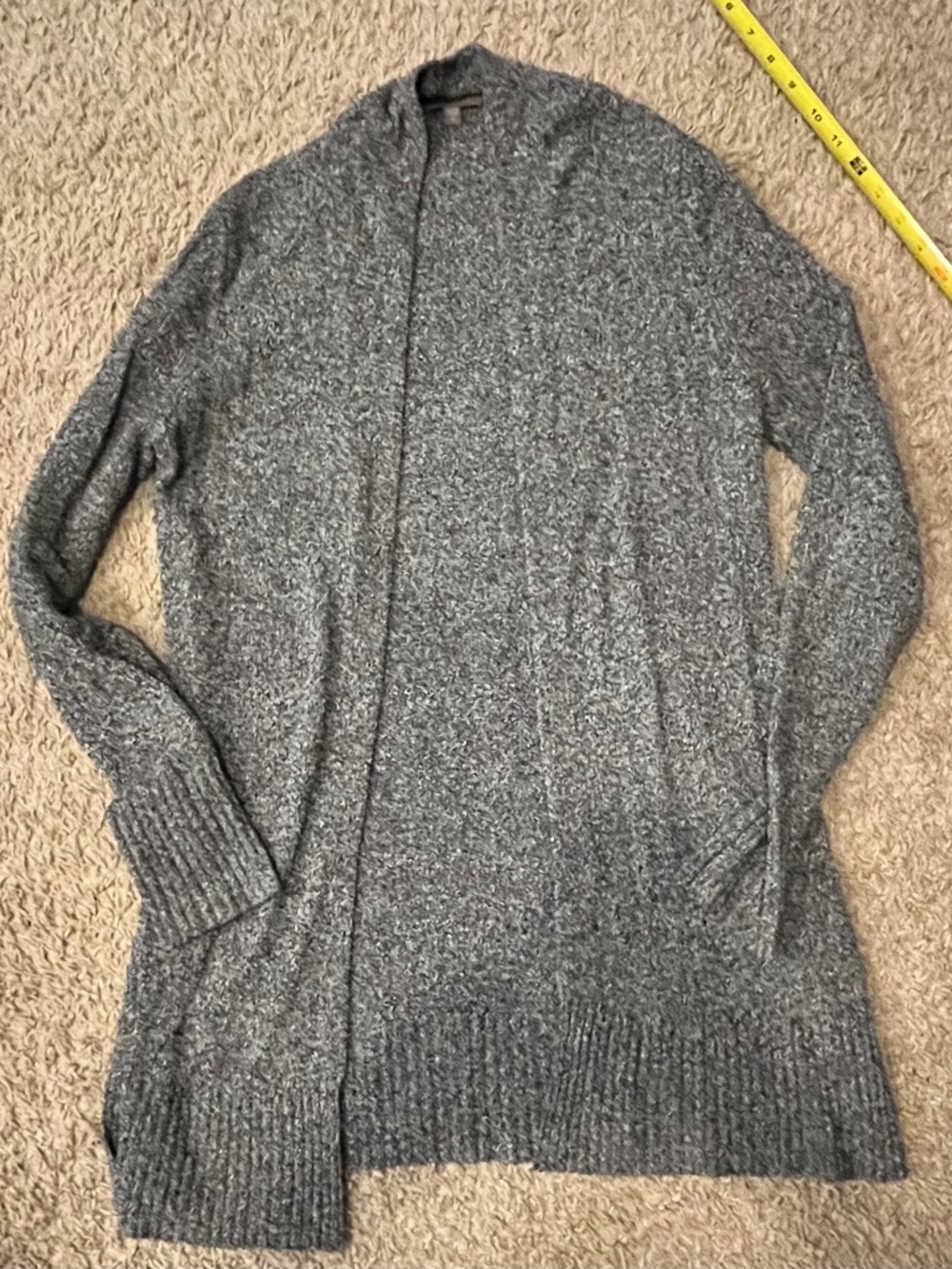 Lilla P Gray Marled Open Front Longline Knit Cardigan Sweater Size S